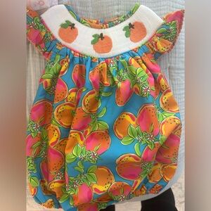 Poppy Kids Co Orange/Peach Smocked Bubble
